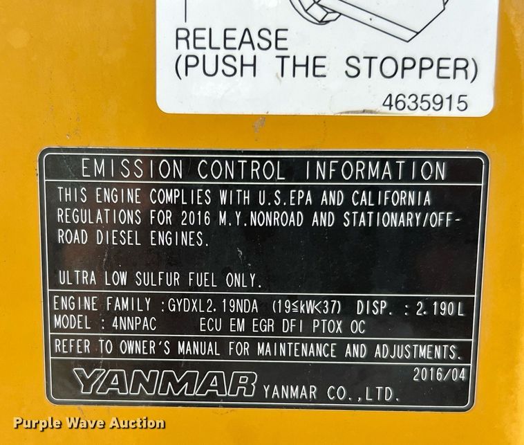 image for item MH9925 2016 John Deere 50G  mini excavator