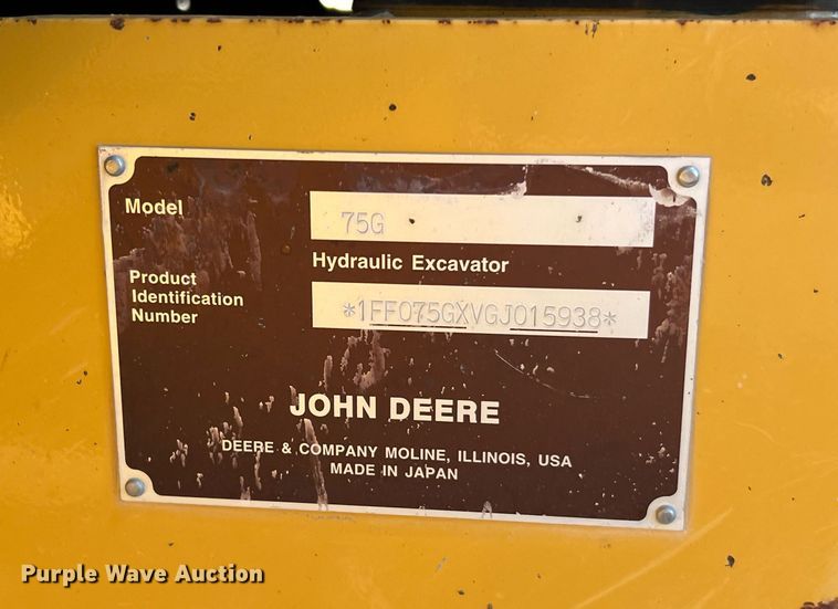 image for item MH9926 2016 John Deere 75G  excavator