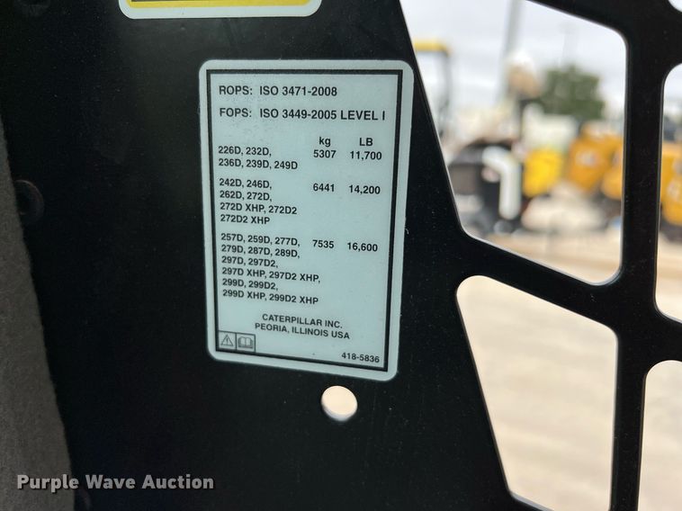 image for item MH9928 2018 Caterpillar 259D  tracked skid steer loader