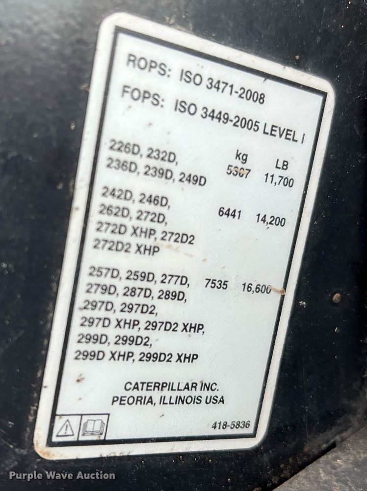 image for item MH9929 2019 Caterpillar 259D  tracked skid steer loader