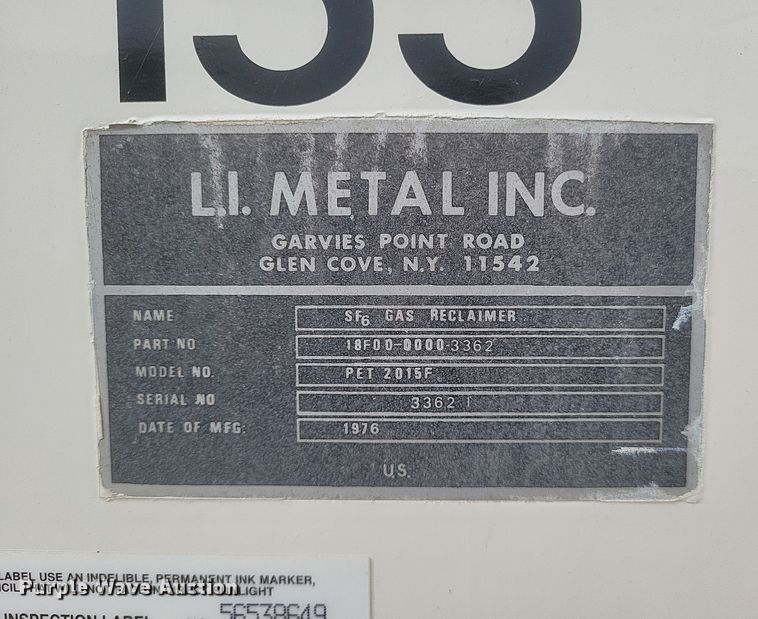 image for item MI9830 1976 L.I. Metal PET 2015F  gas reclaimer