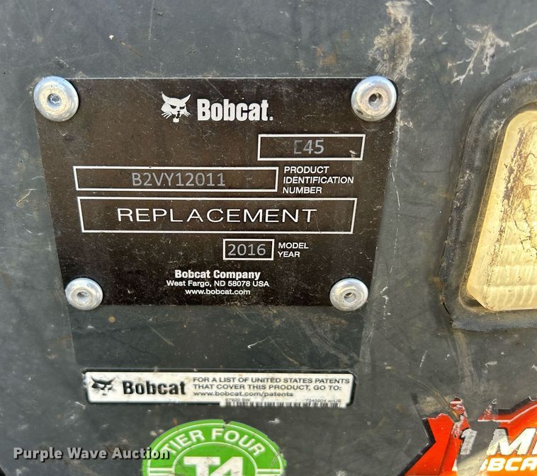 image for item MO9076 2017 Bobcat E45  mini excavator