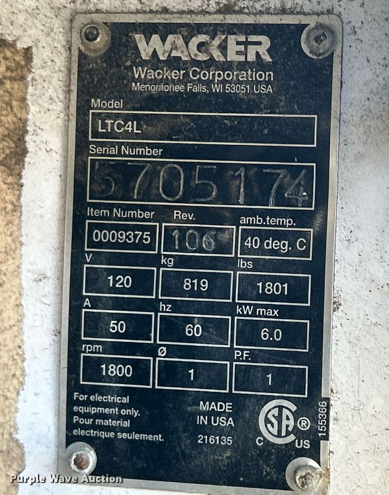 image for item MO9077 2007 Wacker LTC4  light plant
