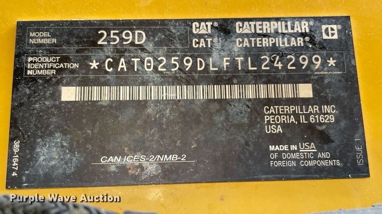 image for item NA9706 2019 Caterpillar  259D tracked skid steer loader