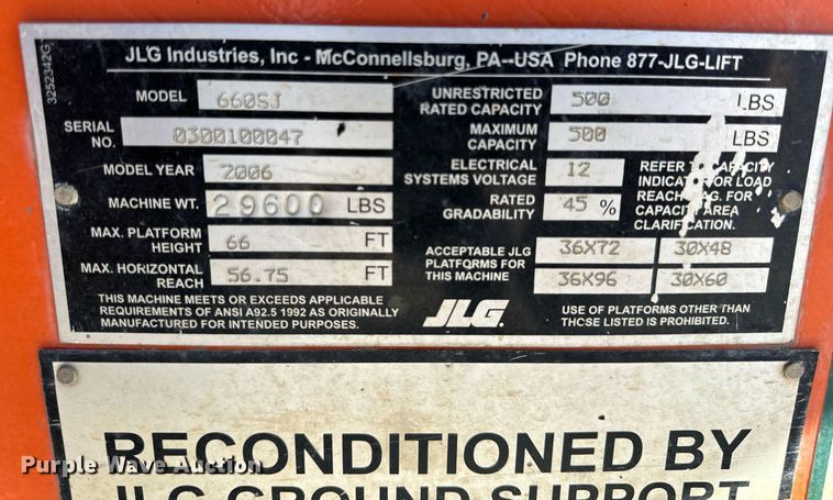 image for item NM9040 2006 JLG 660SJ  boom lift