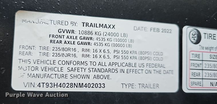 image for item NP9232 2022 Trail Maxx  equipment trailer