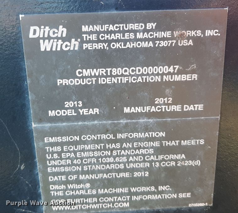 image for item OF9610 2013 Ditch Witch RT80 Quad  vibratory cable plow