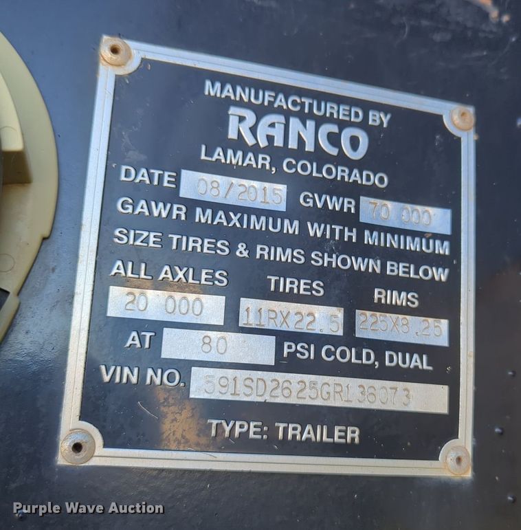 image for item OL9074 2016 Ranco Dragon  end dump trailer