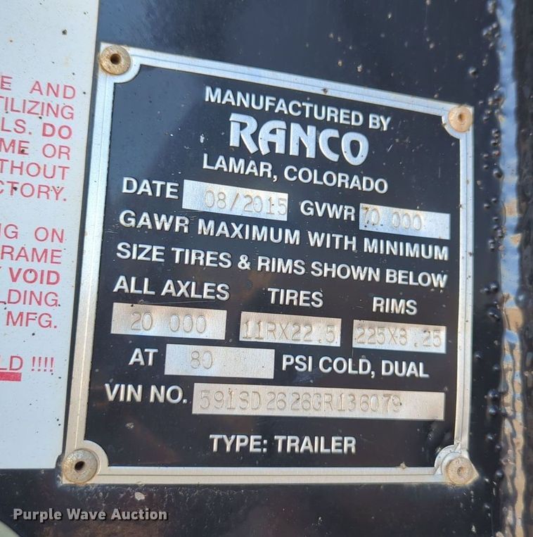 image for item OL9075 2016 Ranco Dragon  end dump trailer