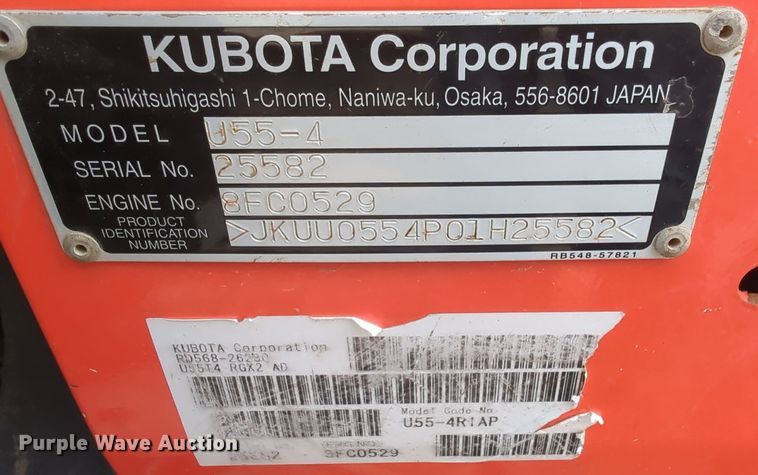 image for item OL9173 2015 Kubota U55-4  mini excavator