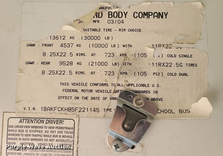 image for item DK4149 2005 Blue Bird Vision  school bus