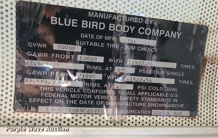 image for item DK4150 2005 Blue Bird Vision  school bus