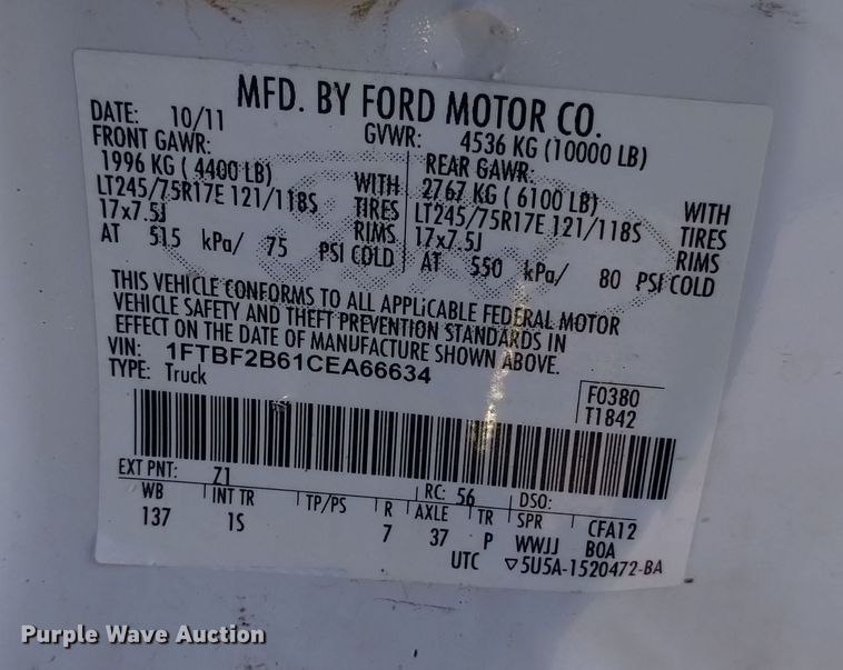 image for item DK8911 2012 Ford F250 Super Duty  utility bed pickup truck