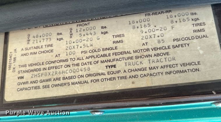 image for item DP2137 1987 International F9379-6x4  dump truck