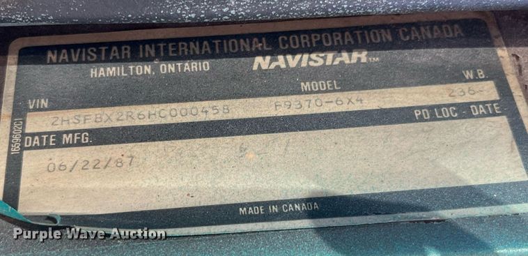 image for item DP2137 1987 International F9379-6x4  dump truck