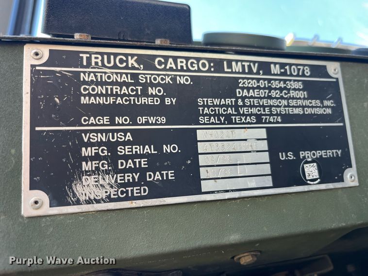 image for item DP2153 1996 Stewart & Stevenson M1078  flatbed truck