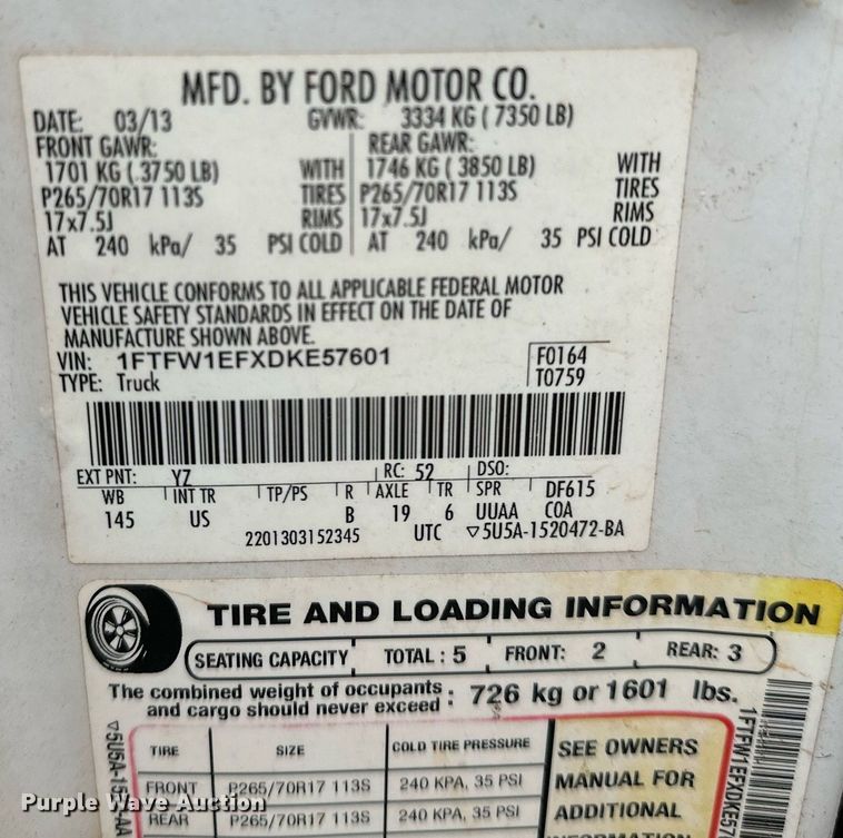 image for item DP3192 2013 Ford F150  SuperCrew pickup truck