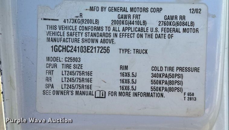 image for item DP3246 2003 Chevrolet Silverado 2500HD  pickup truck