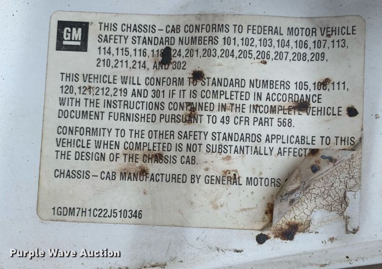 image for item DP8753 2002 GMC C7500  pothole patcher truck