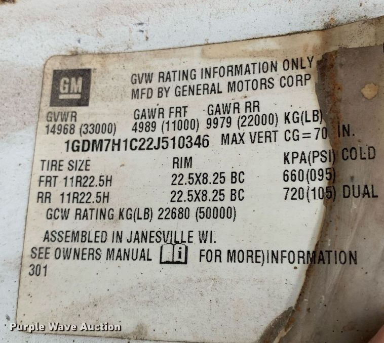 image for item DP8753 2002 GMC C7500  pothole patcher truck