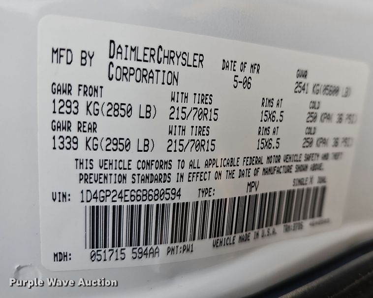 image for item DR5915 2006 Dodge Grand Caravan  van