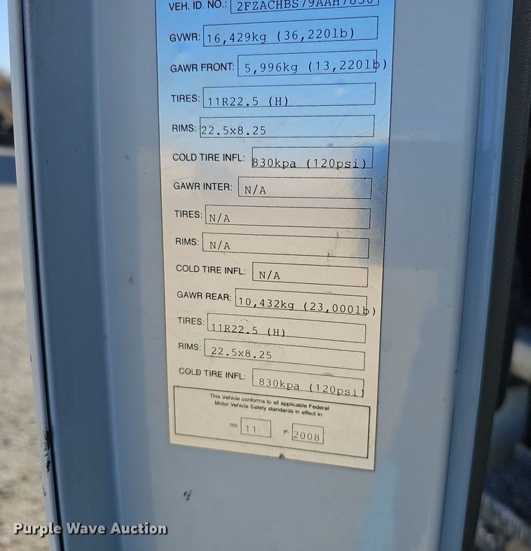 image for item DS5706 2009 Sterling Acterra  sewer jetter truck