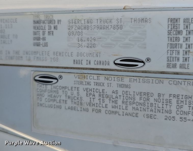 image for item DS5706 2009 Sterling Acterra  sewer jetter truck