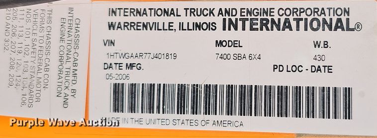 image for item DS5711 2007 International 7400  dump truck
