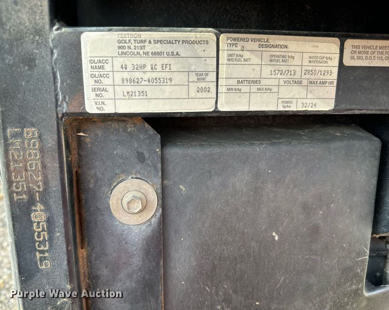 image for item GG9900 2002 Jacobsen Cushman  utility vehicle