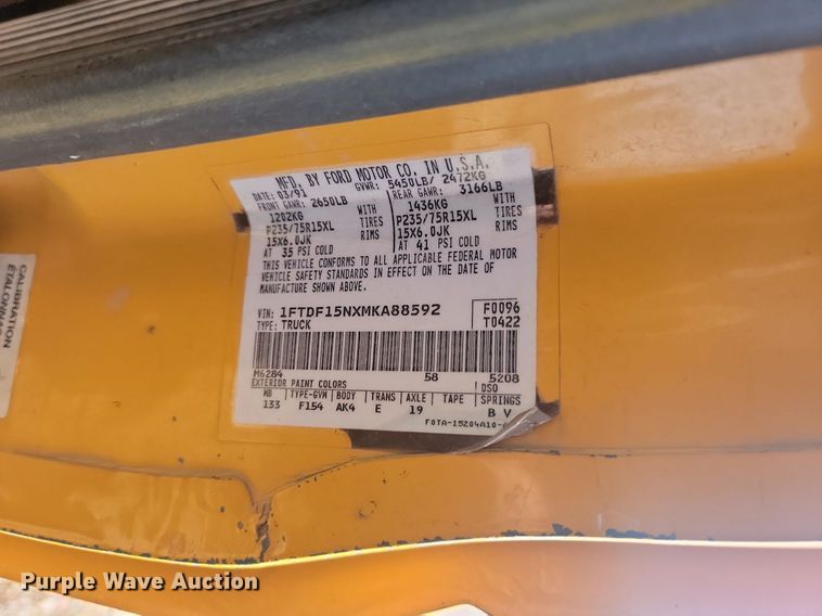 image for item JG9794 1991 Ford F150  pickup truck