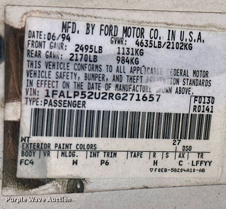 image for item KT9116 1994 Ford Taurus