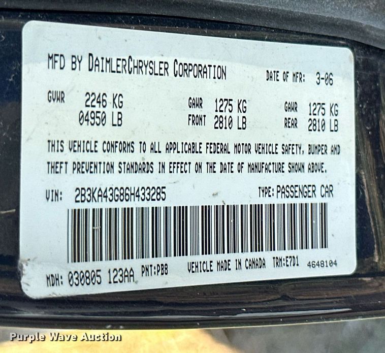 image for item KT9125 2006 Dodge Charger