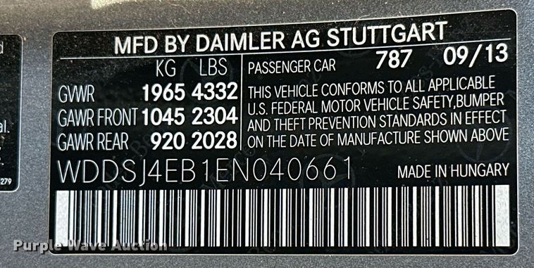 image for item KT9128 2014 Mercedes Benz CLA 250