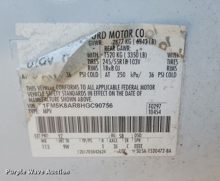 image for item KU9064 2017 Ford Explorer Police Interceptor  SUV