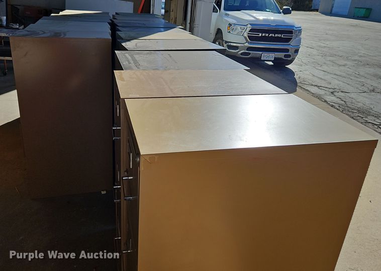 image for item LB9609 (18) Four drawer metal filing cabinets