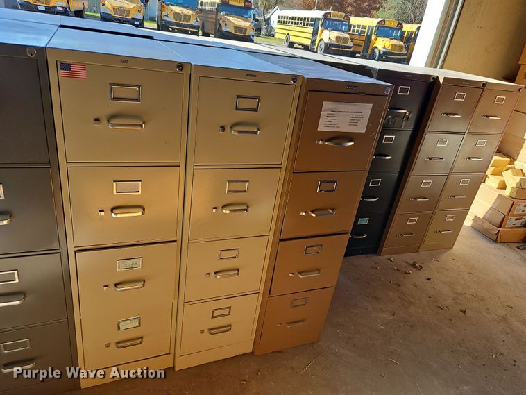 image for item LB9609 (18) Four drawer metal filing cabinets