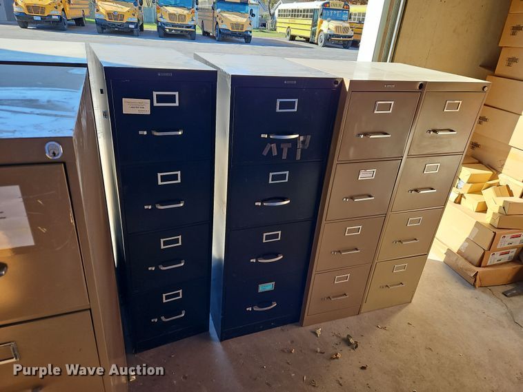 image for item LB9609 (18) Four drawer metal filing cabinets