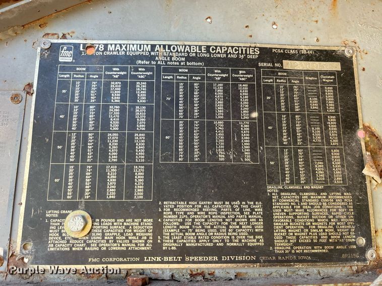 image for item LD9857 FMC Link Belt LS78  crane