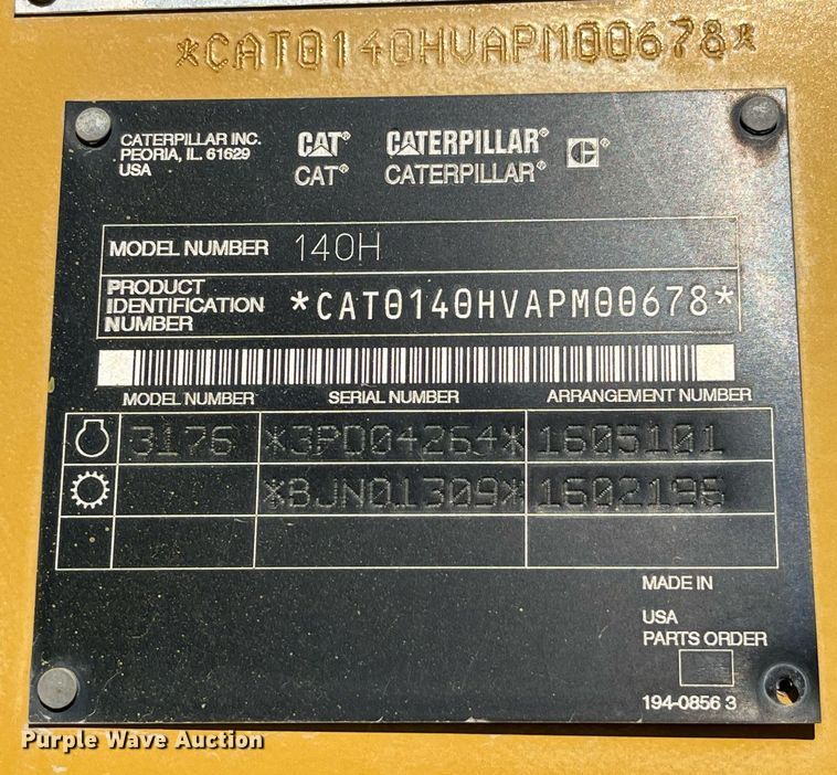 image for item LD9859 2007 Caterpillar 140H motor grader
