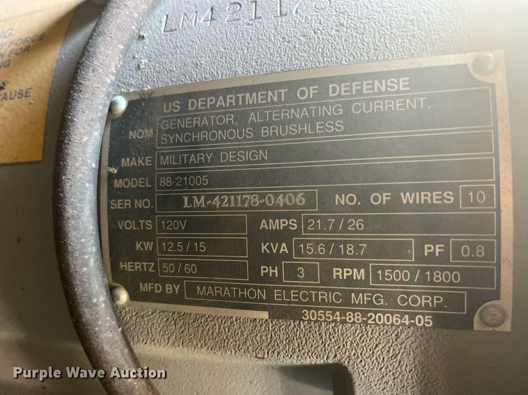 image for item LD9871 1999 Marathon Electric MEP804A  generator