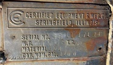 image for item LD9872 Certified Equipment  water tank