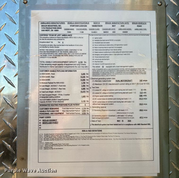 image for item LK9608 2020 Ford F350 Super Duty  ambulance