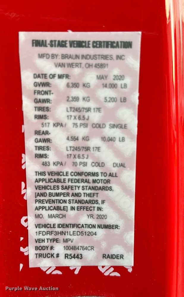 image for item LK9608 2020 Ford F350 Super Duty  ambulance