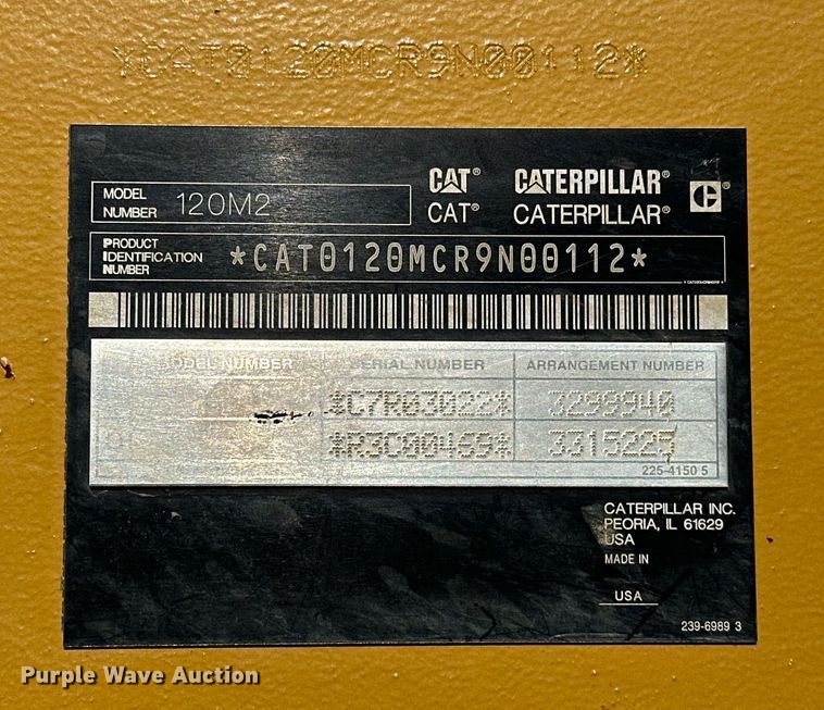 image for item LK9612 2012 Caterpillar 120M2  motor grader