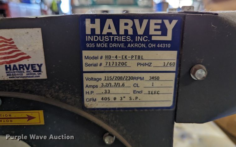 image for item LM9944 Harvey Industries HD-4-EK-PTBL  exhaust removal system