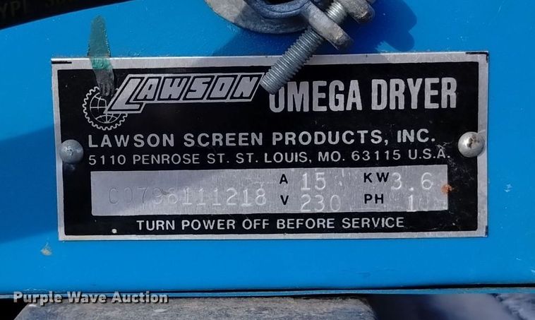 image for item LN9892 Lawson Omega Dryer  textile conveyor dryer