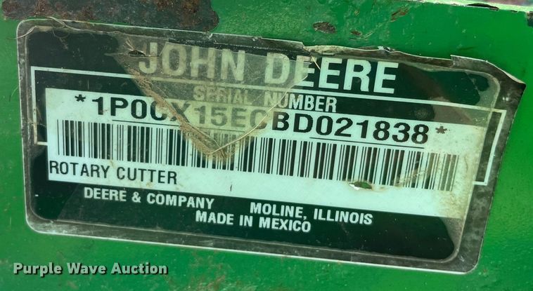 image for item LV9214 John Deere CX15  batwing rotary mower