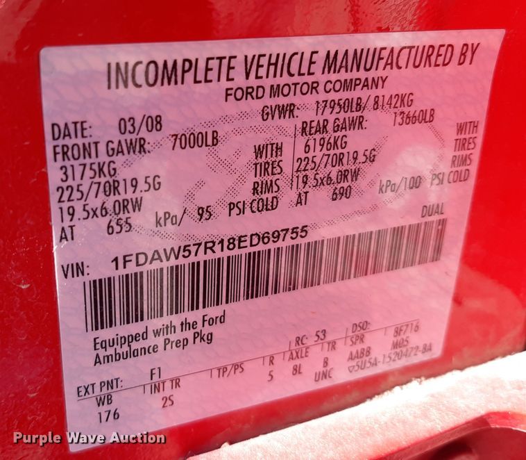 image for item LX9827 2008 Ford F550 Super Duty XLT  Crew Cab rescue vehicle