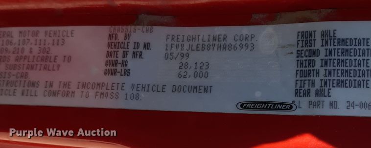 image for item LX9830 2000 Freightliner FL80  pumper fire truck