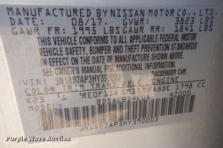 image for item LX9838 2017 Nissan Sentra